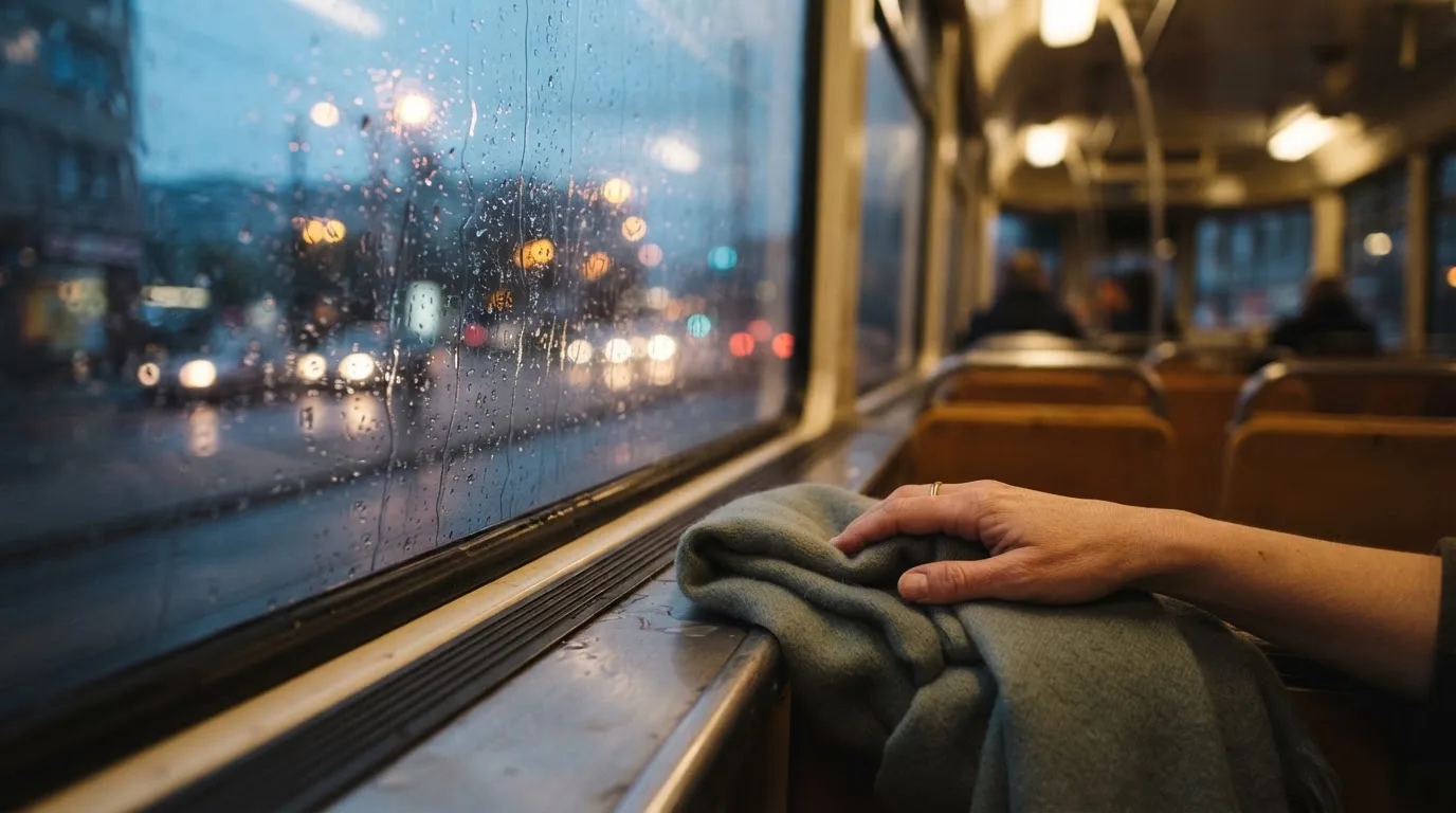 Sadepisaroita raitiovaunun ikkunassa, takana hämärtyvä katu ja kädessä pehmeä villahuivi — luotettava nettikasino kokemuksia